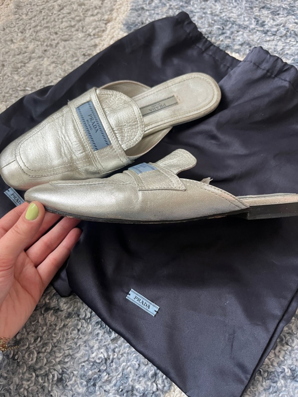 Prada Metallic Leather Mules - Picture 4 of 9